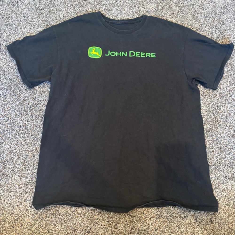 John Deere Black Tee with Green Logo